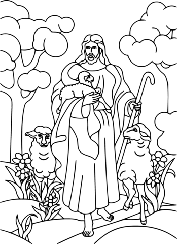 Jesus Holding Lamb Coloring Page